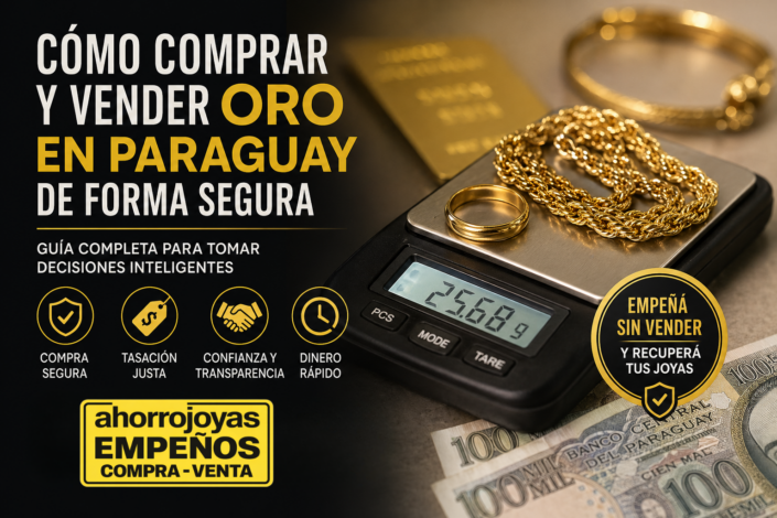 Aprendé cómo comprar y vender oro en Paraguay de forma segura. Conocé precios, tasación y la mejor opción: empeñar tus joyas con Ahorrojoyas.
