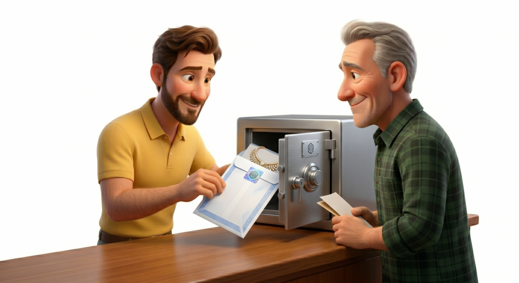 Custodia en sobre sellado y caja de seguridad - Ahorrojoyas